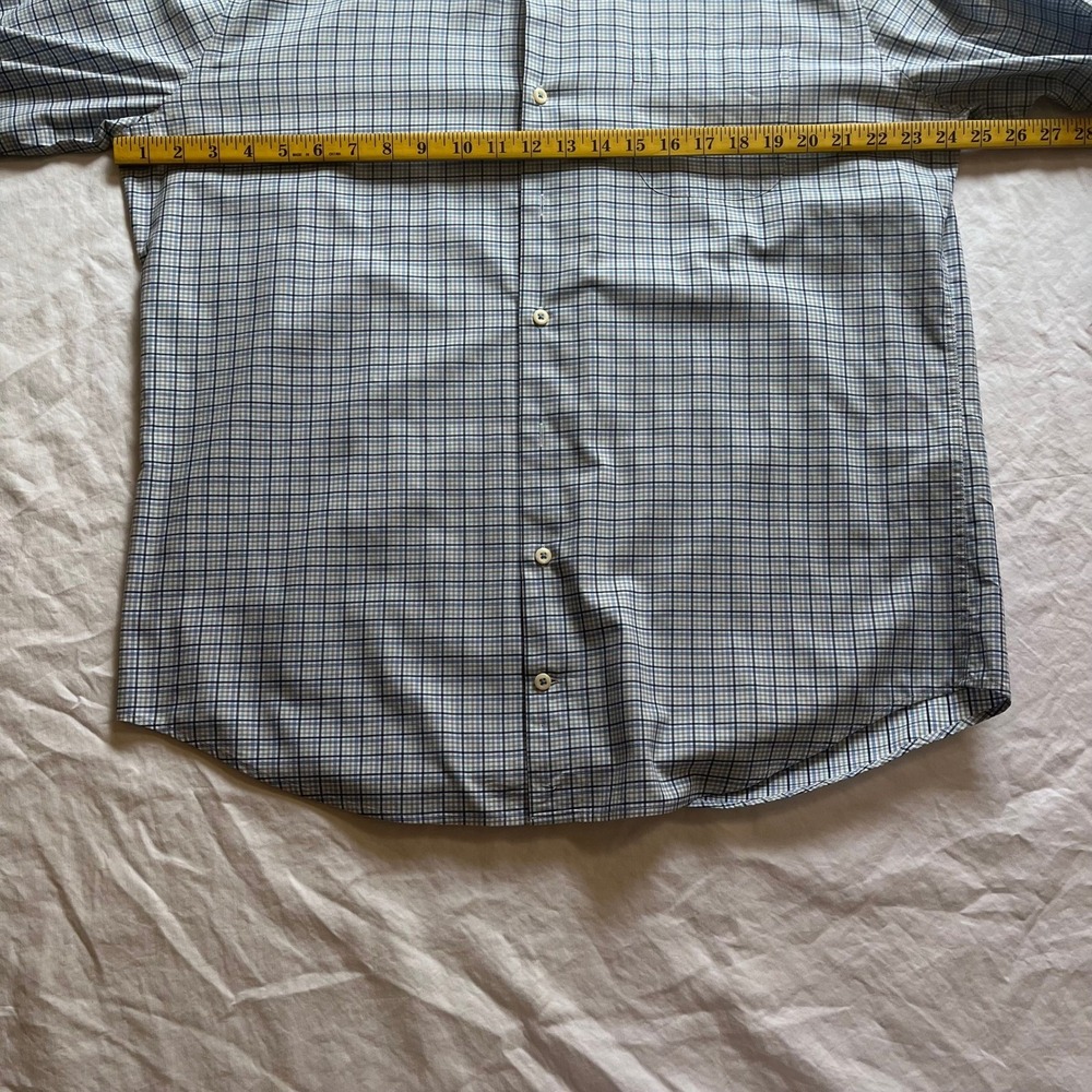Peter Millar Mens Blue Check Stretch Cotton Button Down Shirt Large MF19W26NBL - Picture 9 of 10